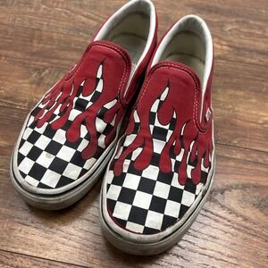Vans Classic Slip-On Checker Drips Flame Red‎ Sneakers Shoes Men's 8.5 W 10